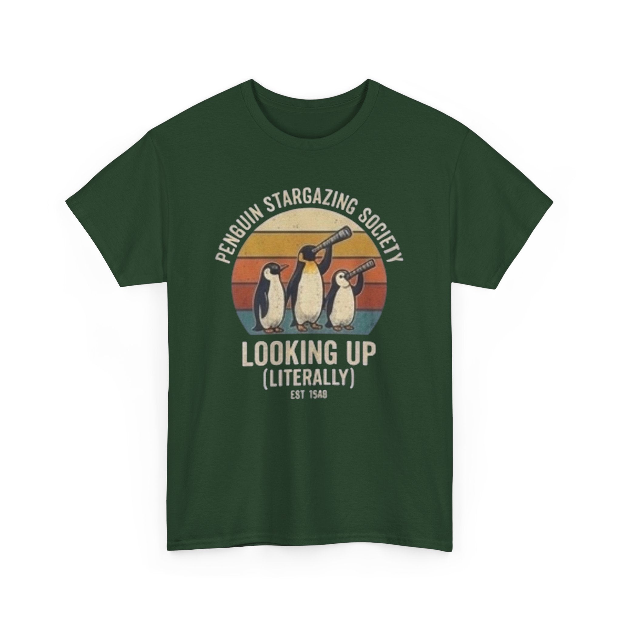 Penguin stargazing society Unisex Heavy Cotton Tee