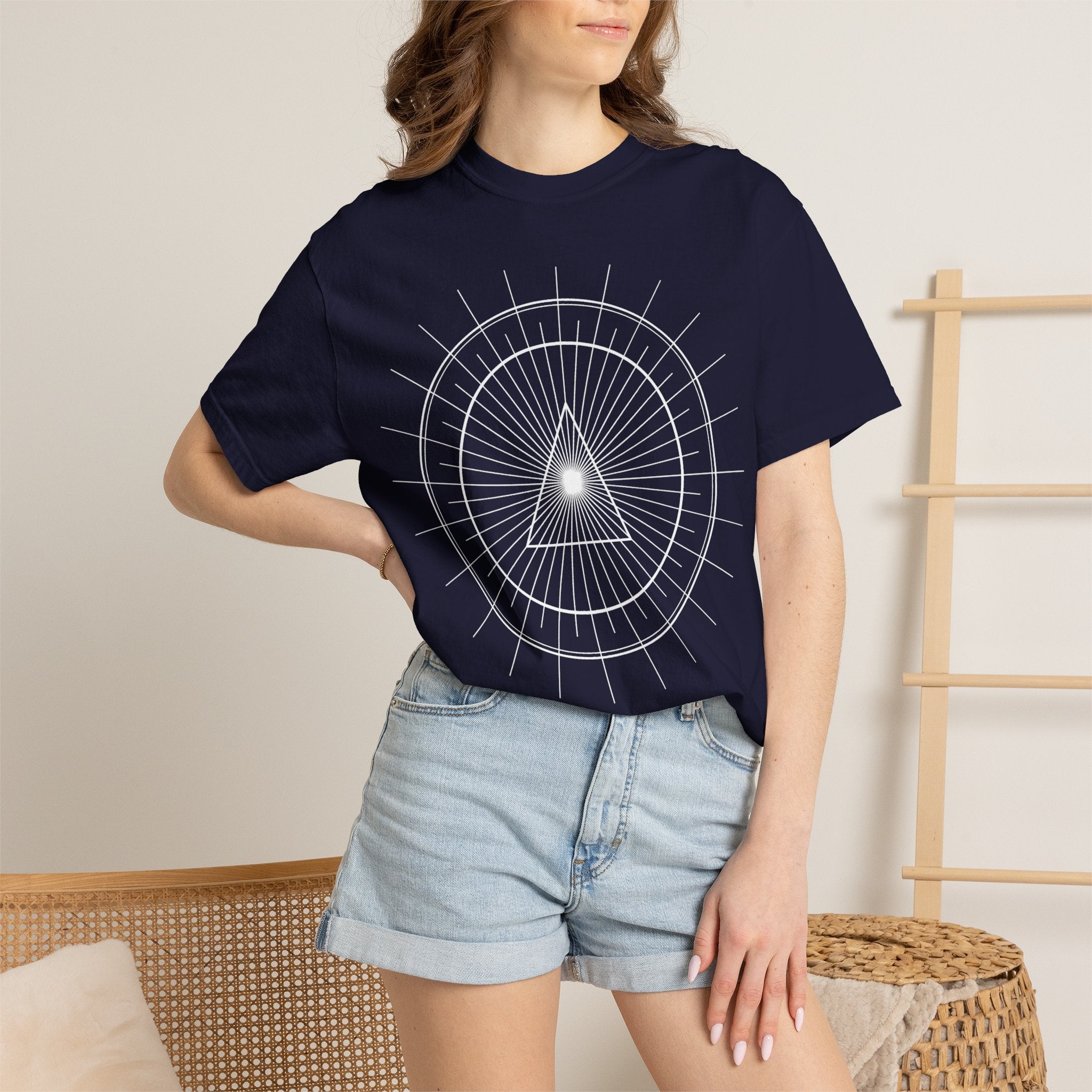 Mystic Triangle Tee — Geometric Sunburst Graphic T-Shirt