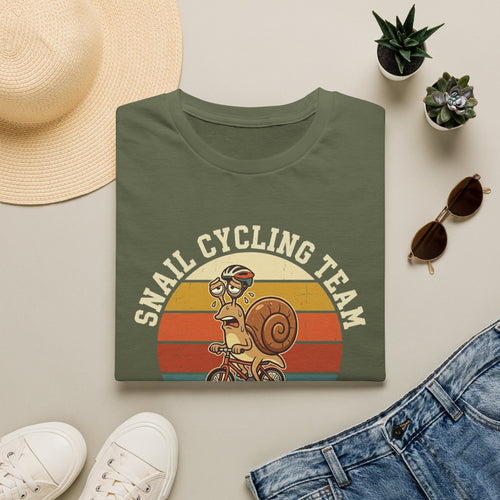 Snail Cycling Team T-Shirt — Retro Funny Cycling Graphic Tee
