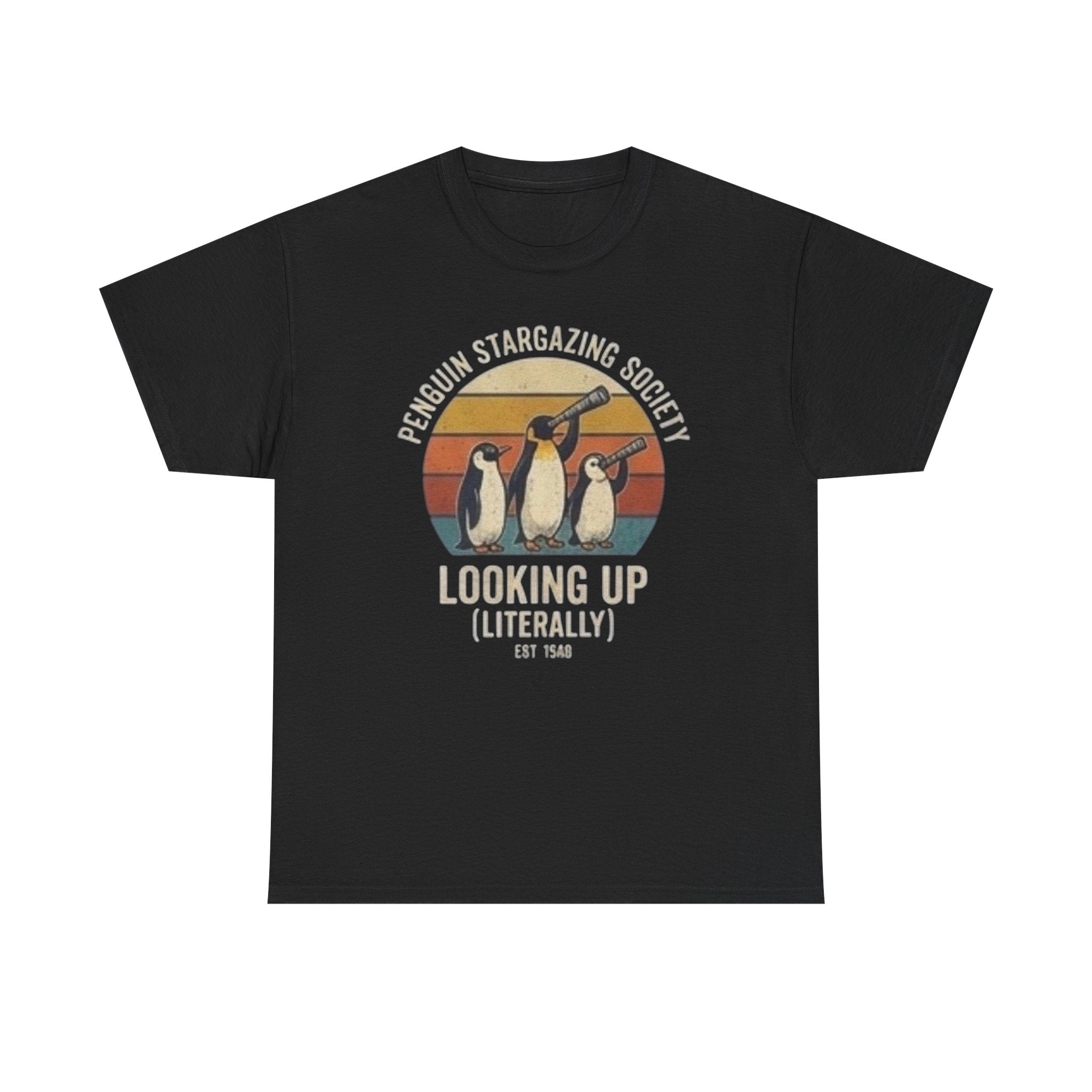 Penguin stargazing society Unisex Heavy Cotton Tee