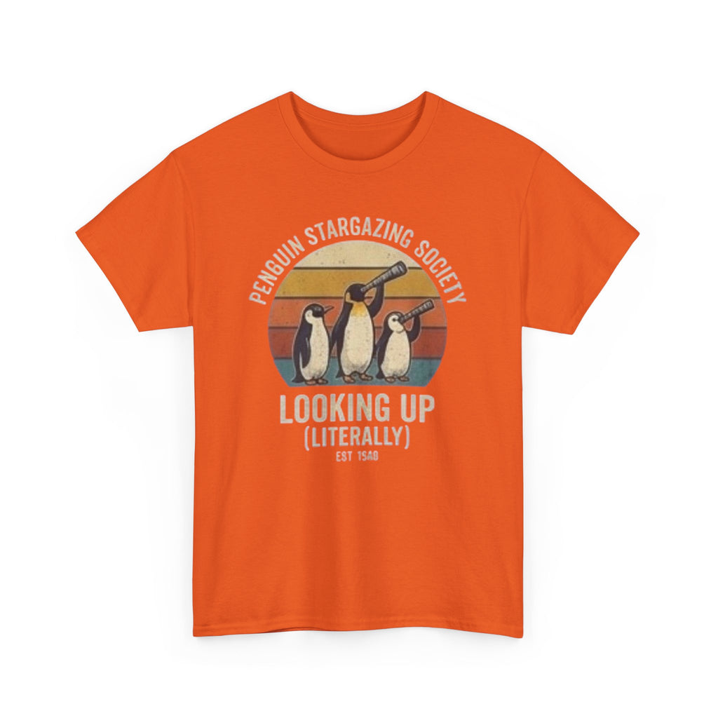 Penguin stargazing society Unisex Heavy Cotton Tee