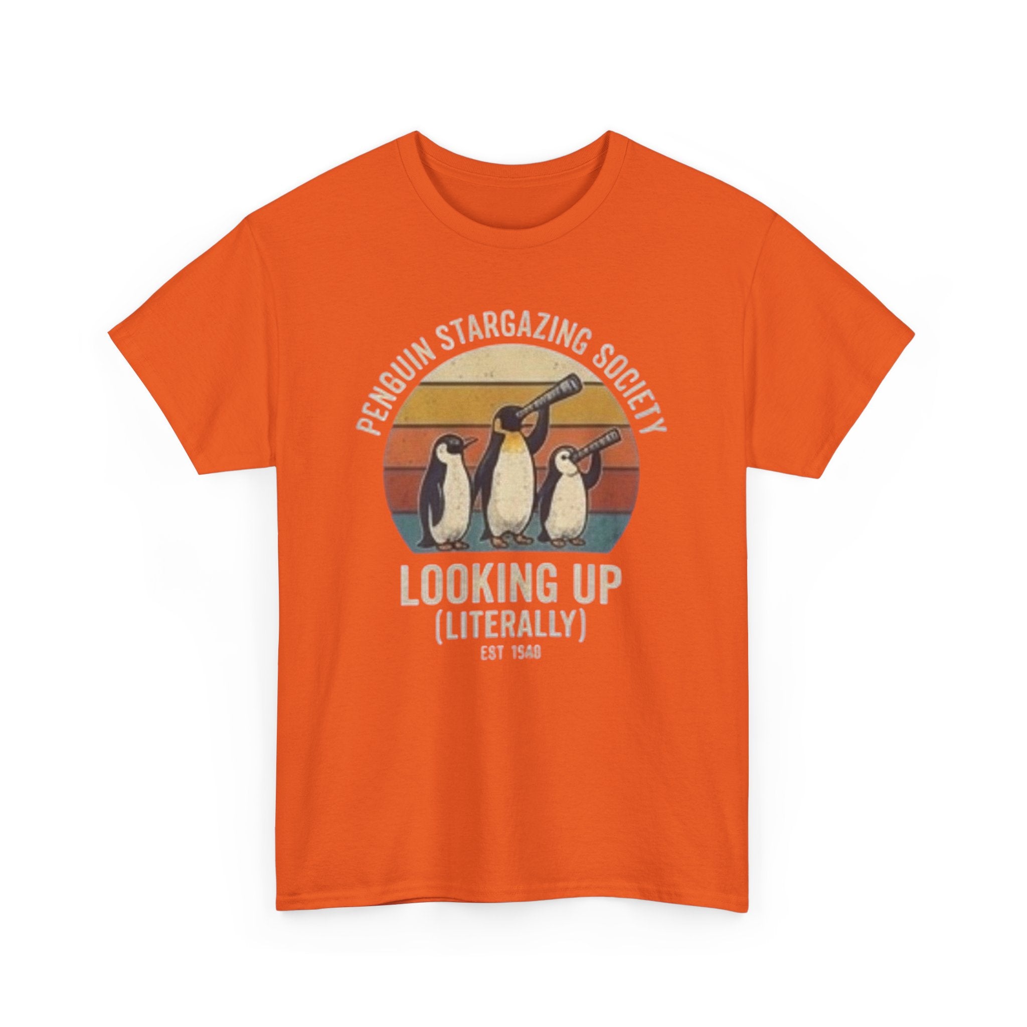 Penguin stargazing society Unisex Heavy Cotton Tee
