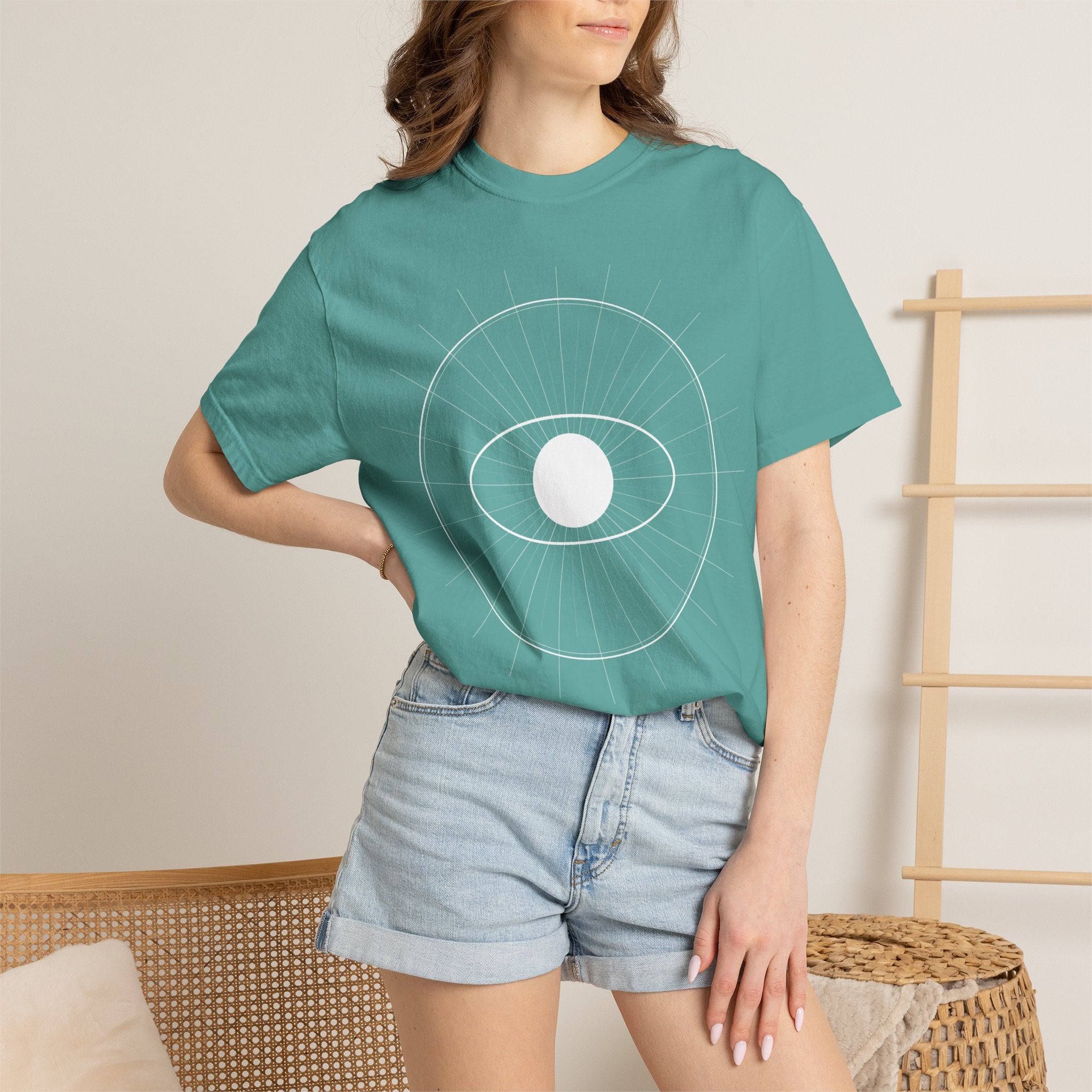 Eye of Ra Spiritual T-Shirt — Garment-Dyed Vintage White Tee