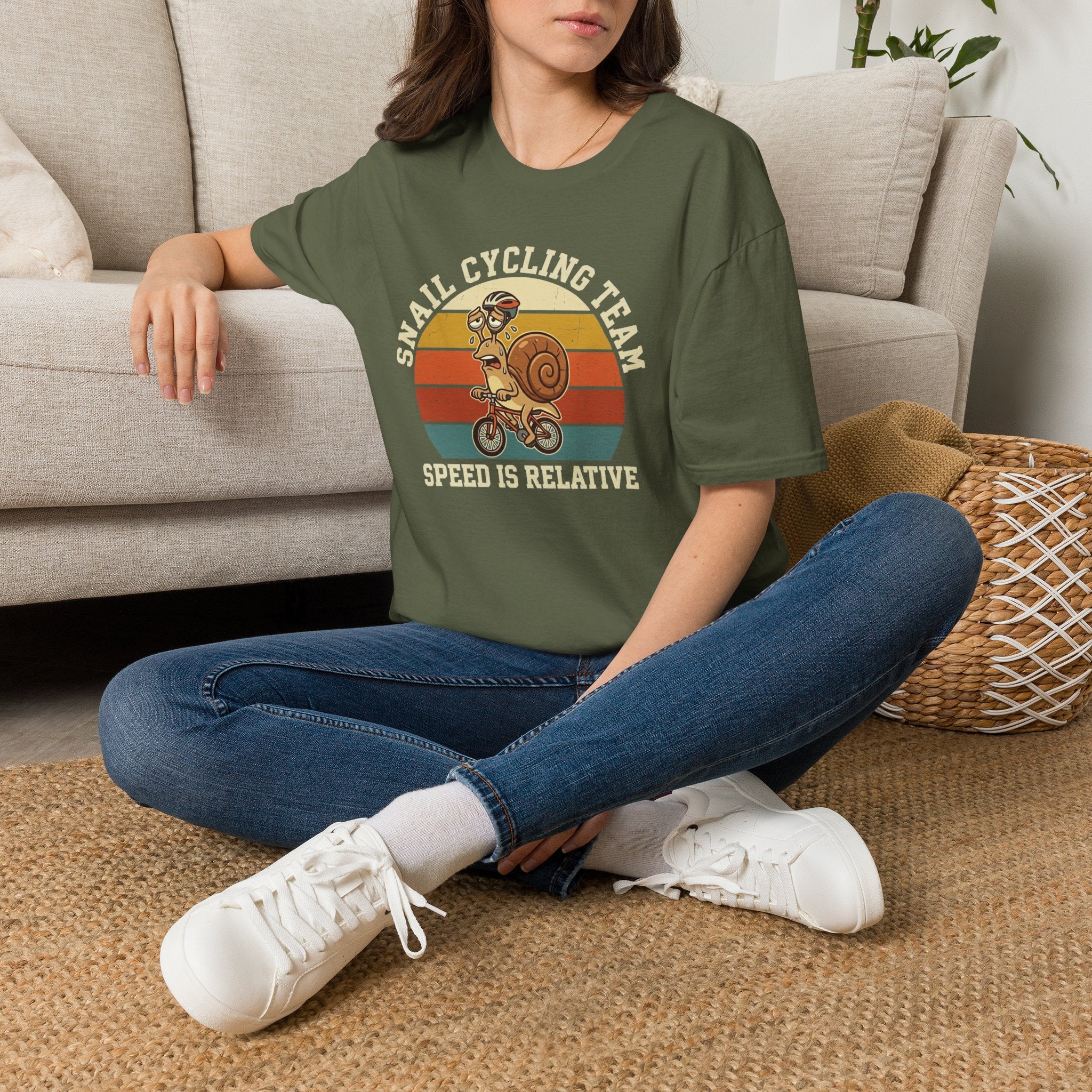 Snail Cycling Team T-Shirt — Retro Funny Cycling Graphic Tee