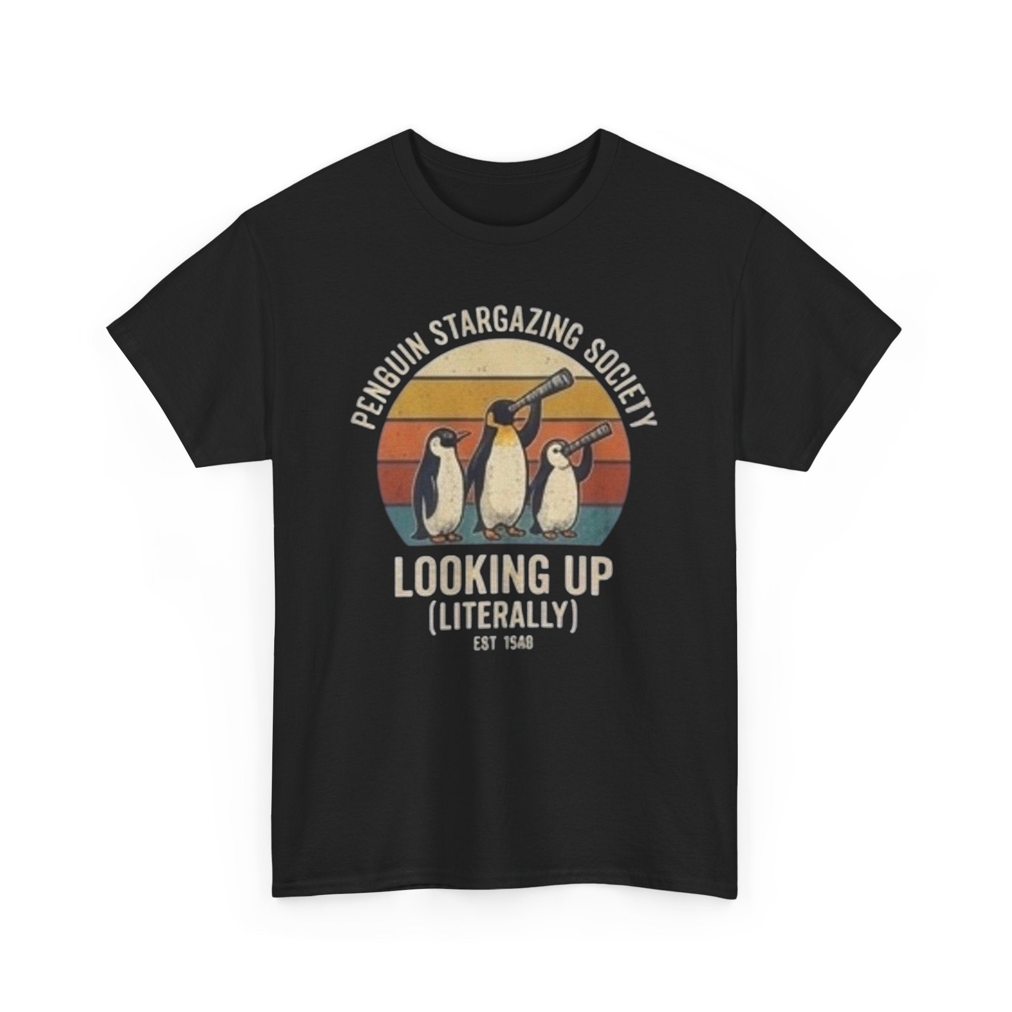 Penguin stargazing society Unisex Heavy Cotton Tee
