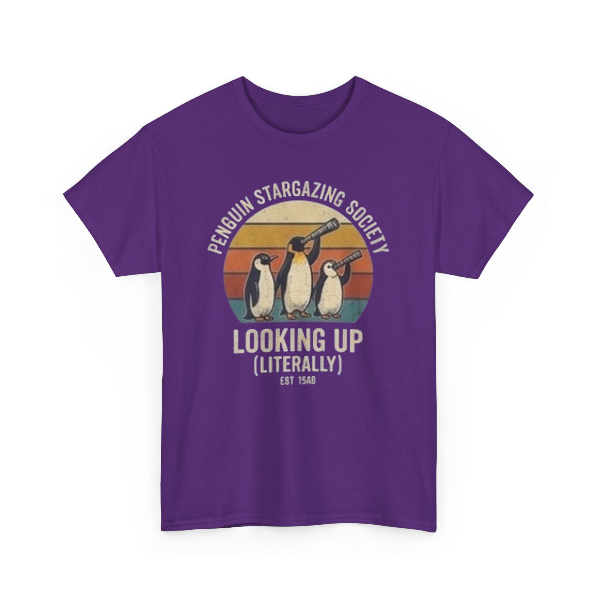 Penguin stargazing society Unisex Heavy Cotton Tee