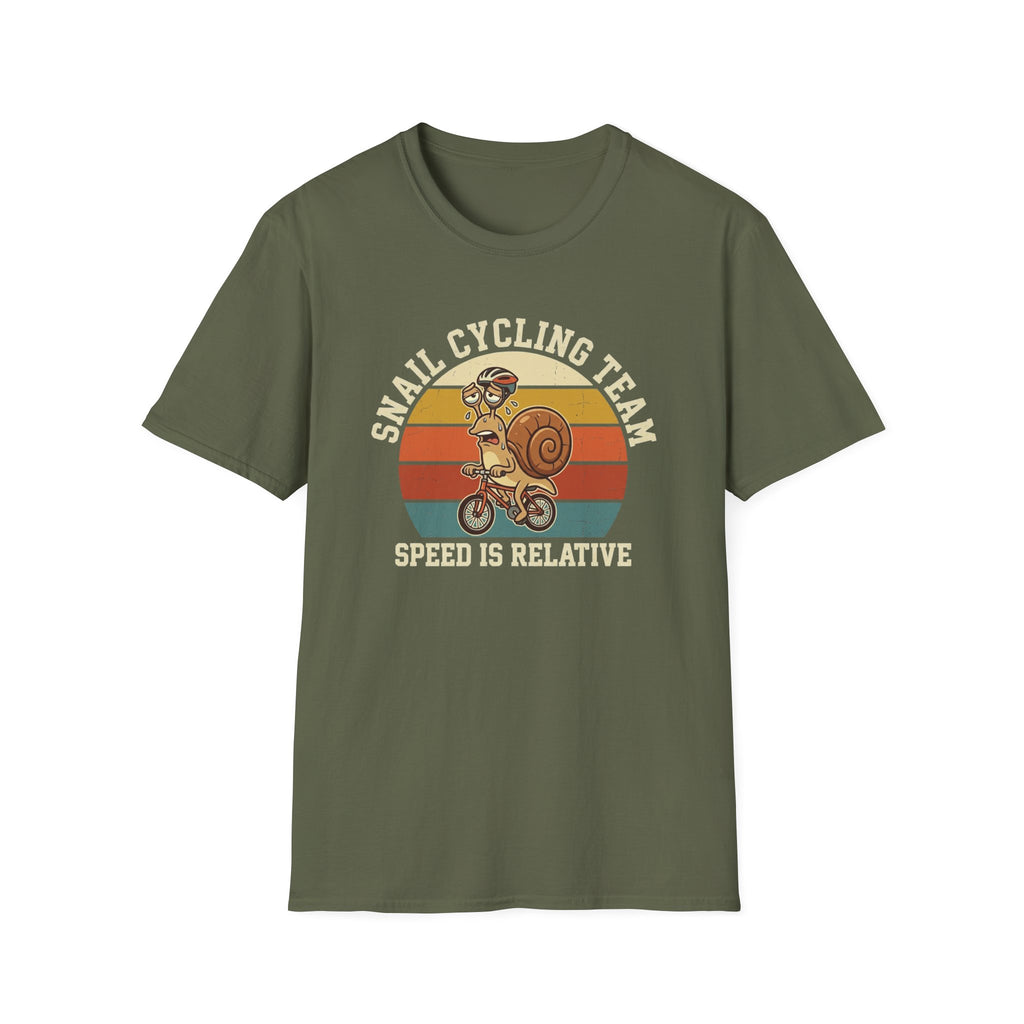 Snail Cycling Team T-Shirt — Retro Funny Cycling Graphic Tee