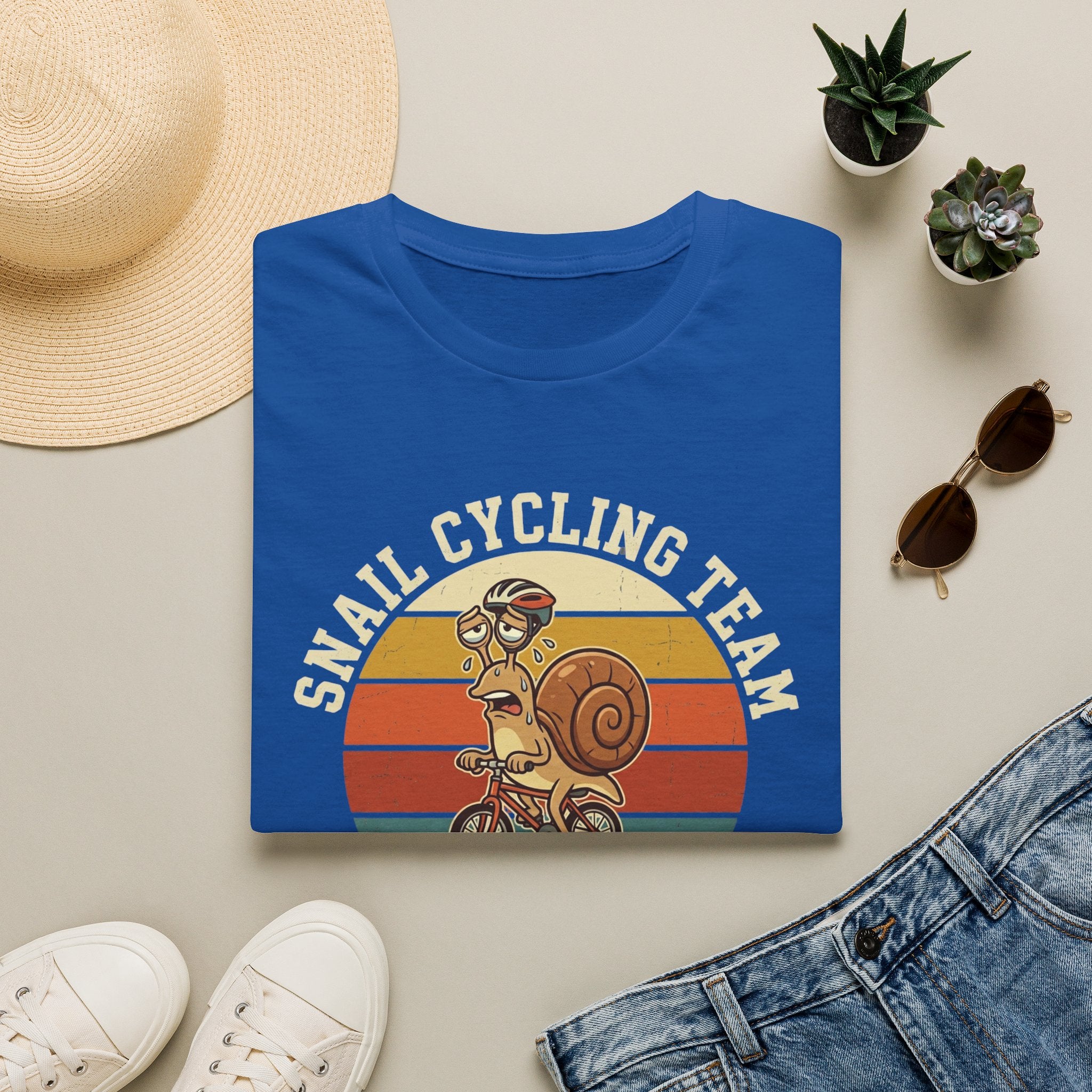 Snail Cycling Team T-Shirt — Retro Funny Cycling Graphic Tee