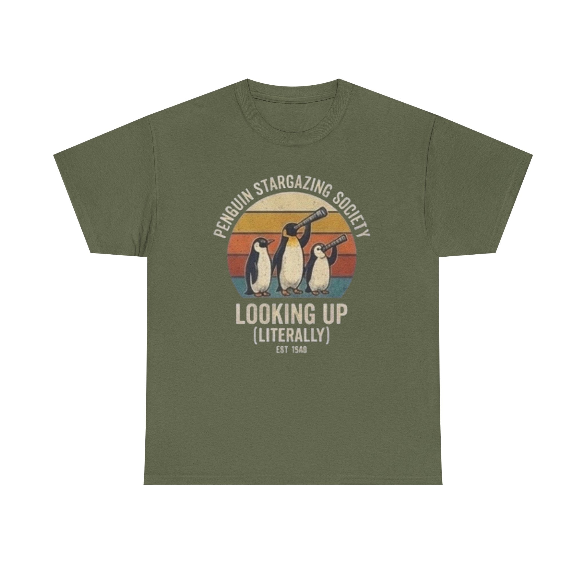 Penguin stargazing society Unisex Heavy Cotton Tee