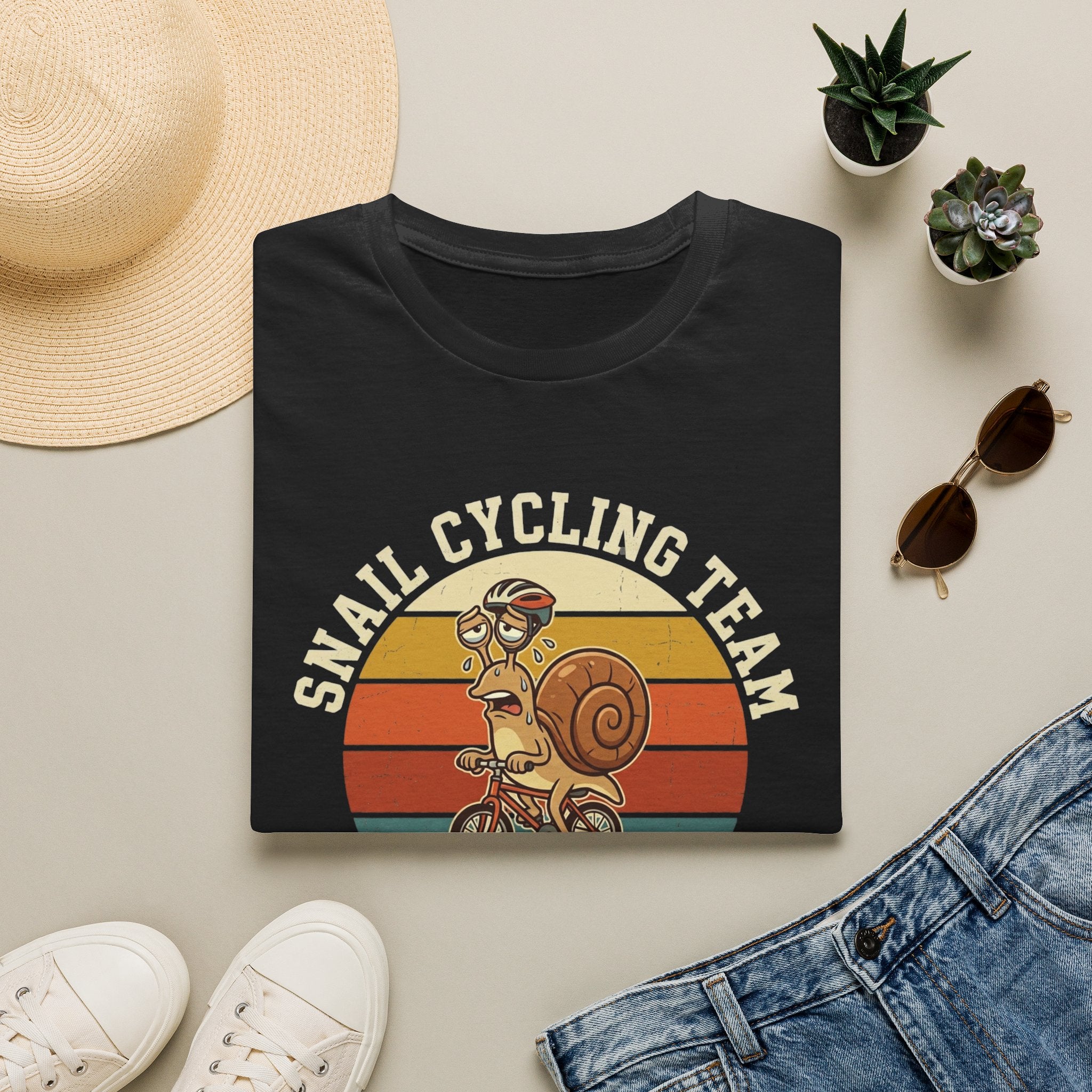 Snail Cycling Team T-Shirt — Retro Funny Cycling Graphic Tee