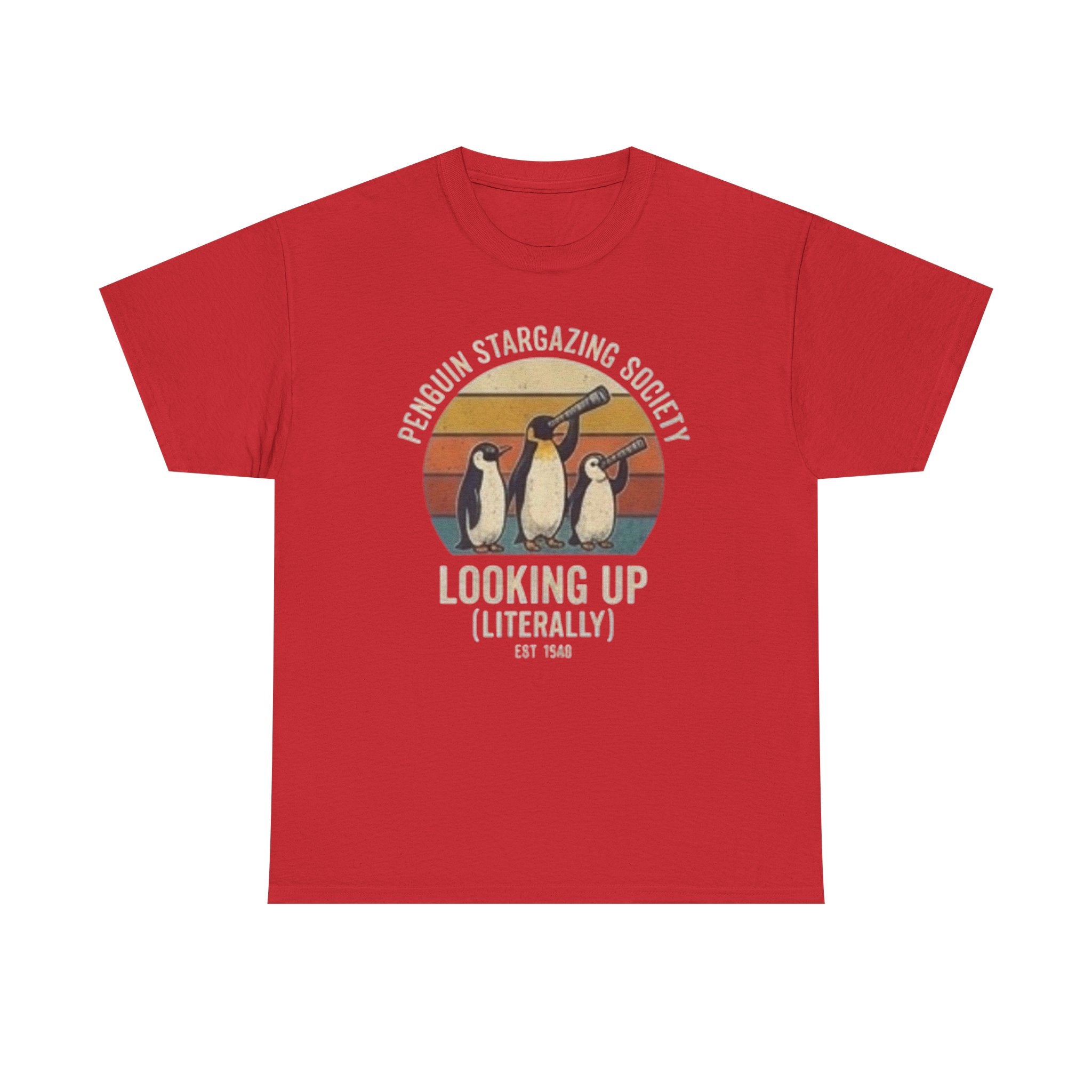Penguin stargazing society Unisex Heavy Cotton Tee