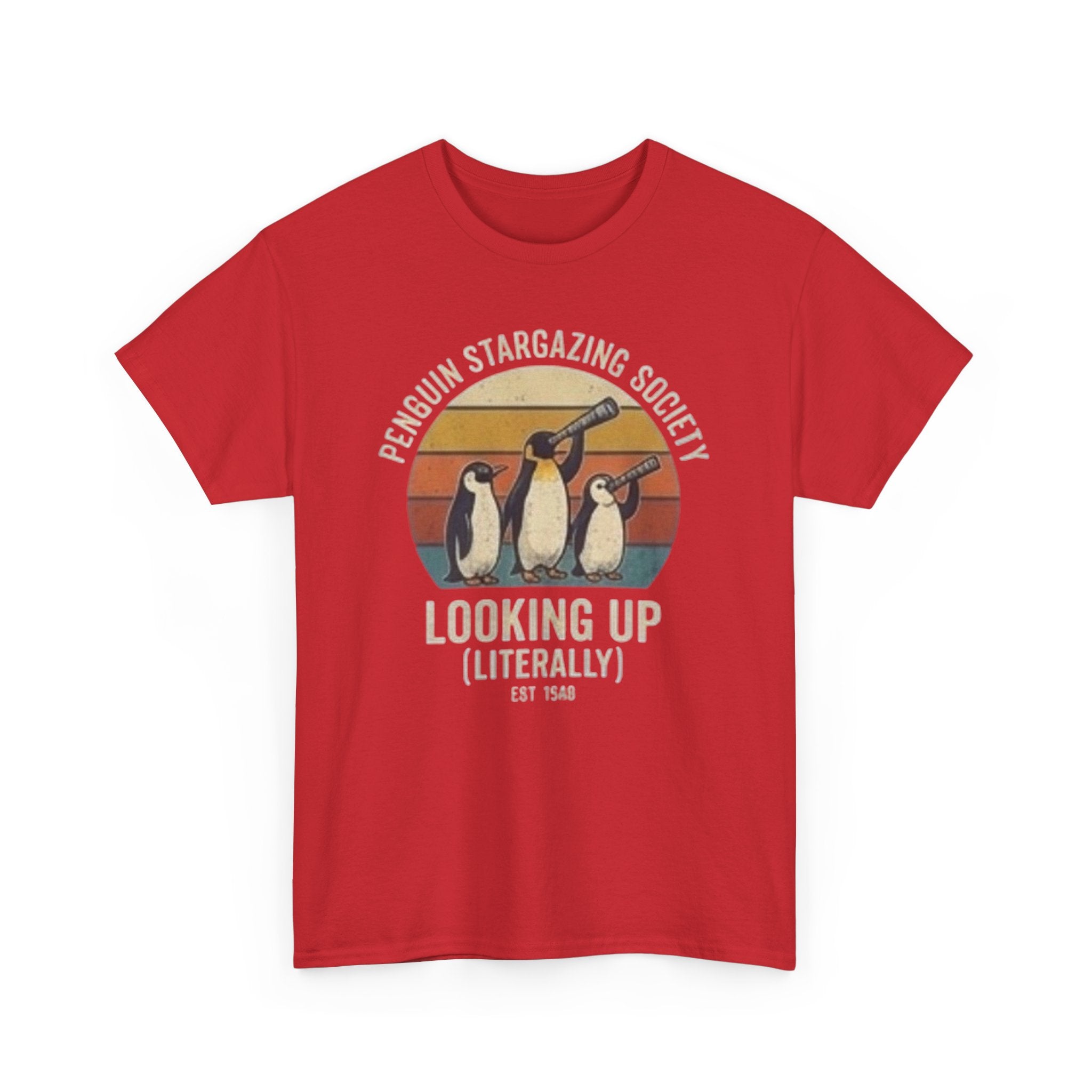 Penguin stargazing society Unisex Heavy Cotton Tee