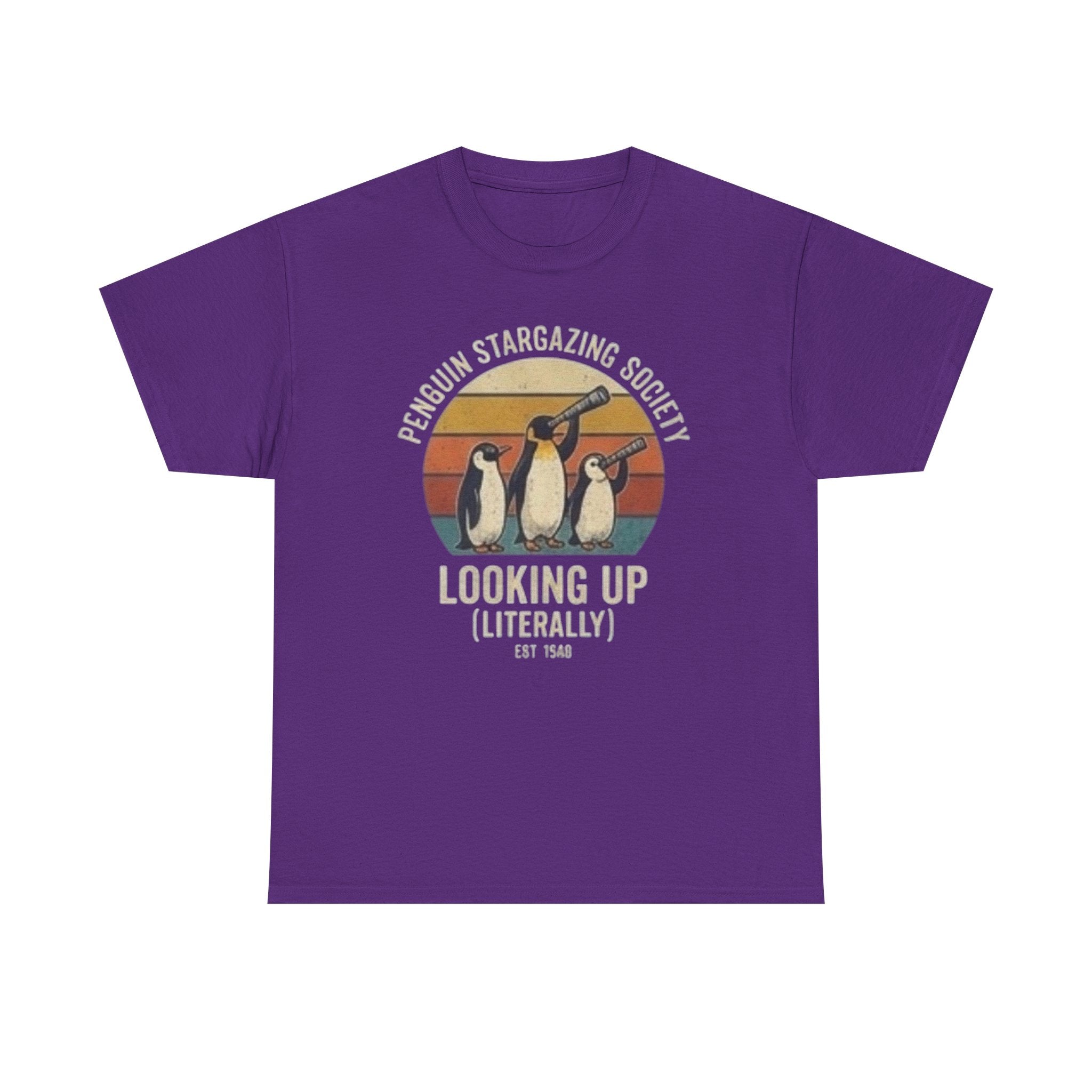 Penguin stargazing society Unisex Heavy Cotton Tee